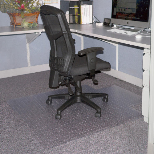 Lorell Low Pile Standard Lip Economy Chairmat Carpeted Floor - 48" Length x 36" Width x 0.095" Thickness - Lip Size 10" Length x 19" Width - Rectangular - Vinyl - Clear - 1 Each (LLR02156)