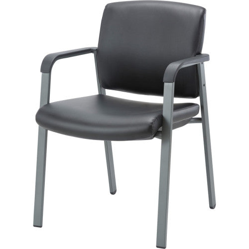 Lorell Healthcare Upholstery Guest Chair Steel Frame Material - Square Base - Black - Vinyl - Armrest - 1 Each (LLR30950)
