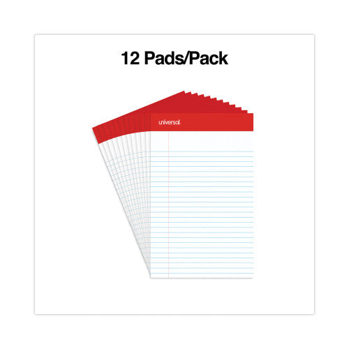 Universal Perforated Ruled Writing Pads, Narrow Rule, Red Headband, 50 White 5 x 8 Sheets, Dozen (UNV46300)