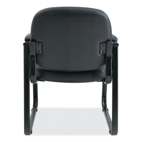 Alera Genaro Series Faux Leather Half-Back Sled Base Guest Chair, 25" x 24.80" x 33.66", Black Seat, Black Back, Black Base (ALERL43C16)