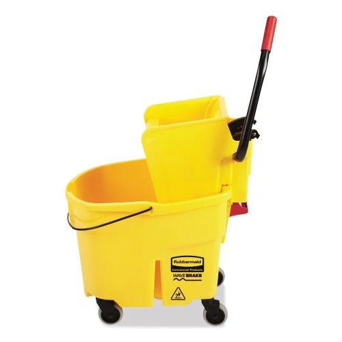 Rubbermaid Commercial WaveBrake 2.0 Bucket/Wringer Combos, Side-Press, 35 qt, Plastic, Yellow (FG758088YEL)