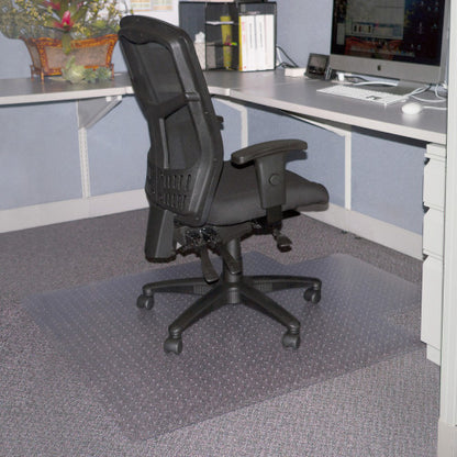 Lorell Low Pile Standard Lip Economy Chairmat Carpeted Floor - 48" Length x 36" Width x 0.095" Thickness - Lip Size 10" Length x 19" Width - Rectangular - Vinyl - Clear - 1 Each (LLR02156)