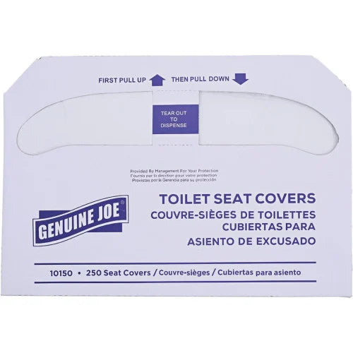 Genuine Joe Half-fold Toilet Seat Covers Half-fold - For Public Toilet - White - 250/Pack - 10 / Carton (GJO10150)