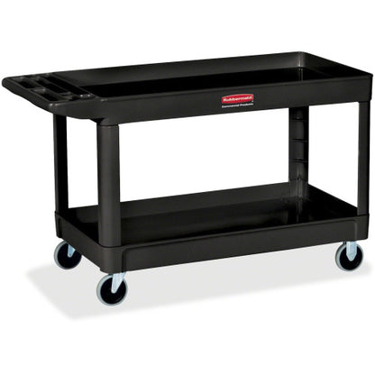 Rubbermaid Commercial 4" Casters 2-shelf Utility Cart 2 Shelf - Push Handle Handle - 4" Caster Size - Foam - 40.25" Length x 25.63" Width x 32.50" Height - Black - 1 Each (9T6700BLA)