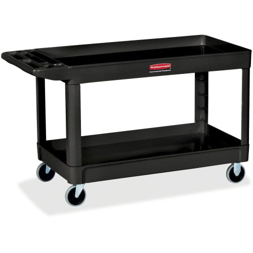 Rubbermaid Commercial 4" Casters 2-shelf Utility Cart 2 Shelf - Push Handle Handle - 4" Caster Size - Foam - 40.25" Length x 25.63" Width x 32.50" Height - Black - 1 Each (9T6700BLA)