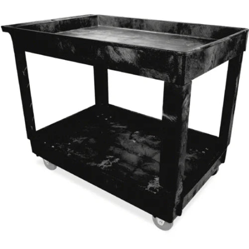 Rubbermaid Commercial 4" Casters 2-shelf Utility Cart 2 Shelf - Push Handle Handle - 4" Caster Size - Foam - 40.25" Length x 25.63" Width x 32.50" Height - Black - 1 Each (9T6700BLA)