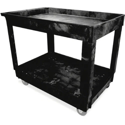 Rubbermaid Commercial 4" Casters 2-shelf Utility Cart 2 Shelf - Push Handle Handle - 4" Caster Size - Foam - 40.25" Length x 25.63" Width x 32.50" Height - Black - 1 Each (9T6700BLA)