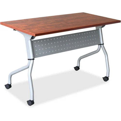 Lorell Flip Top Training Table Rectangle Top - Four Leg Base - 4 Legs - 23.60" Table Top Width x 60" Table Top Depth - 29.50" Height x 59" Width x 23.63" Depth - Training - Cherry - Nylon - Melamine Top Material - 1 Each (LLR60720)