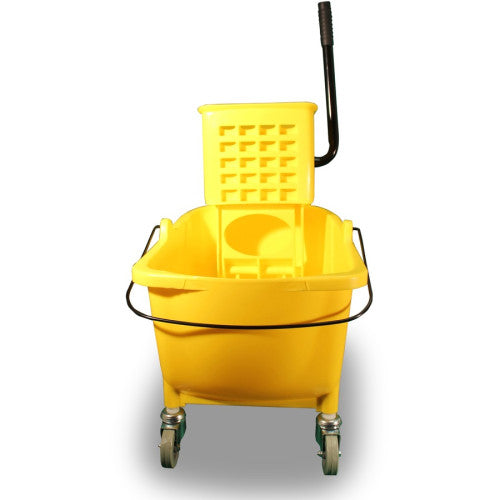 Genuine Joe 35-quart Side Press Mop Bucket & Wringer Combo 8.75 gal - Caster - 21" x 16" x 14" - Yellow - 1 Each (GJO02347)