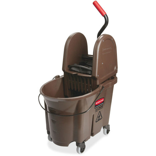 Rubbermaid Commercial WaveBrake Combo Mop Bucket 8.75 gal - Splash Resistant - 23.5" x 15.5" x 20" - Tubular Steel, Plastic - Brown - 1 / Carton (757788BRN)
