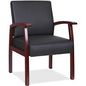Lorell Thickly Padded Guest Chair Mahogany Frame Color - Wood Frame Material - Four-legged Base - Black - Leather - Armrest - 1 Each (LLR68556)
