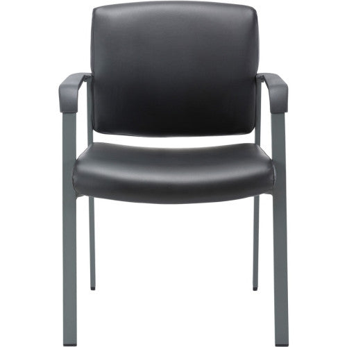 Lorell Healthcare Upholstery Guest Chair Steel Frame Material - Square Base - Black - Vinyl - Armrest - 1 Each (LLR30950)