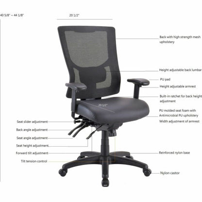 Lorell Conjure High-Back Office Chair Vinyl, Foam, Polyurethane Seat Material - High Back - Black - Armrest - 1 Each (LLR62040)