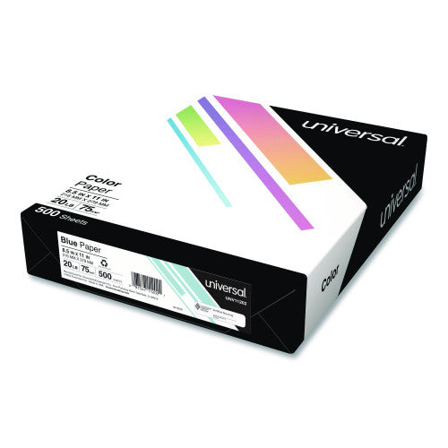 Universal Deluxe Colored Paper, 20 lb Bond Weight, 8.5 x 11, Blue, 500/Ream (UNV11202)