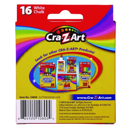 Cra-Z-Art White Chalk, 16/Pack (1080048)
