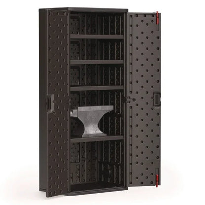 Suncast Commercial Tall Storage Cabinet, Five Shelves: One Fixed, Four Adjustable, 30" x 20.25" x 72", Gray (BMCCPD7204)