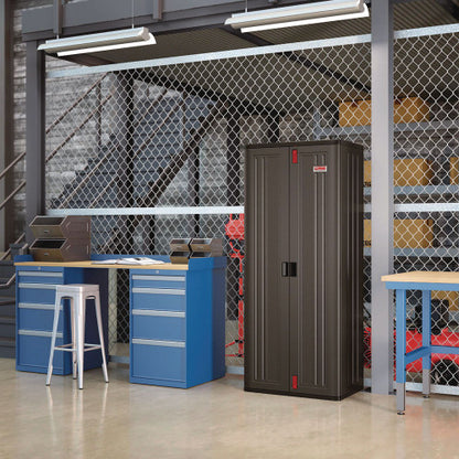 Suncast Commercial Tall Storage Cabinet, Five Shelves: One Fixed, Four Adjustable, 30" x 20.25" x 72", Gray (BMCCPD7204)