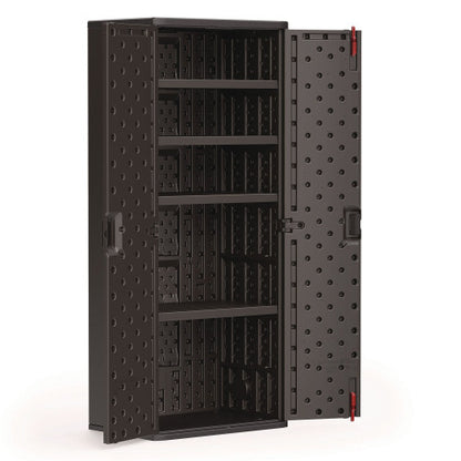 Suncast Commercial Tall Storage Cabinet, Five Shelves: One Fixed, Four Adjustable, 30" x 20.25" x 72", Gray (BMCCPD7204)