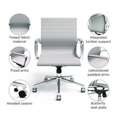 Alera Siskin Fabric Managers Chair, Supports Up to 275 lb, 16.93 to 20.67 Seat Height, Gray Seat, Gray Back, Chrome Base (ALESK4244)