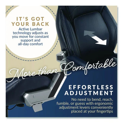 La-Z-Boy Meyer Bonded Leather Executive Chair, Supports Up to 275 lb, 19" x 22.75", Navy Seat, Navy/Back, Silver Base (60082NVYCC)
