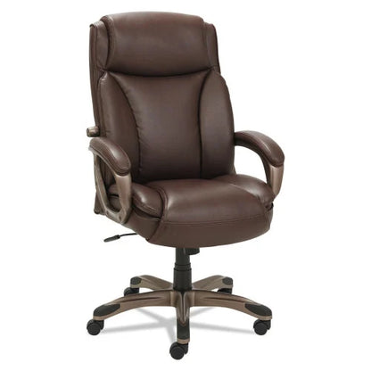 Alera Veon Series Executive High-Back Bonded Leather Chair, Supports Up to 275 lb, Brown Seat/Back, Bronze Base (ALEVN4159)