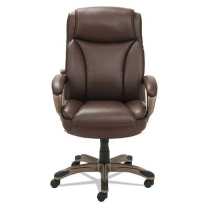 Alera Veon Series Executive High-Back Bonded Leather Chair, Supports Up to 275 lb, Brown Seat/Back, Bronze Base (ALEVN4159)