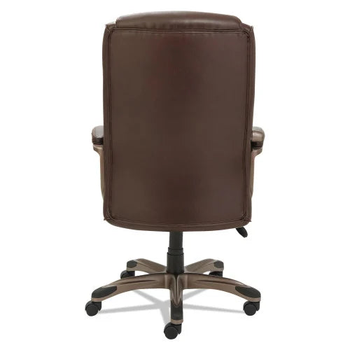 Alera Veon Series Executive High-Back Bonded Leather Chair, Supports Up to 275 lb, Brown Seat/Back, Bronze Base (ALEVN4159)