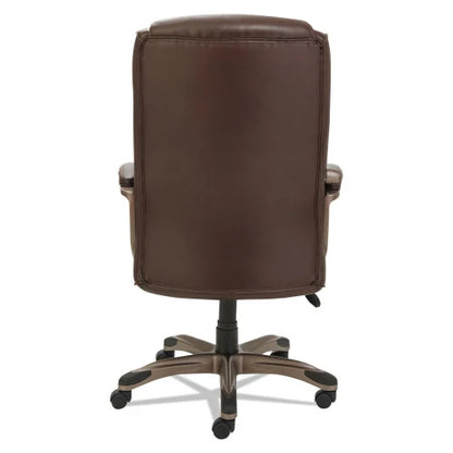 Alera Veon Series Executive High-Back Bonded Leather Chair, Supports Up to 275 lb, Brown Seat/Back, Bronze Base (ALEVN4159)
