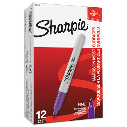 Sharpie Fine Tip Permanent Marker, Fine Bullet Tip, Purple, Dozen (30008)