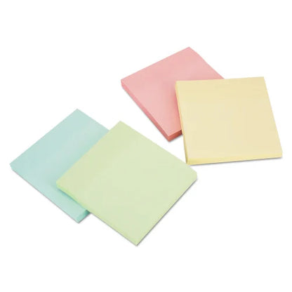 Universal Self-Stick Note Pads, 3" x 3", Assorted Pastel Colors, 100 Sheets/Pad, 12 Pads/Pack (UNV35669)