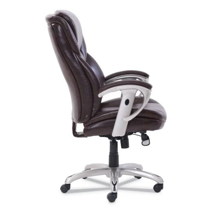 SertaPedic Emerson Executive Task Chair, Supports Up to 300 lb, 19" to 22" Seat Height, Brown Seat/Back, Silver Base (49710BRW)