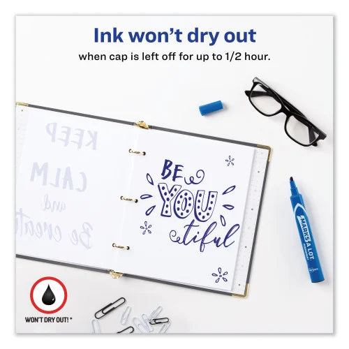 Avery MARKS A LOT Large Desk-Style Permanent Marker, Broad Chisel Tip, Blue, Dozen (8886) (08886)