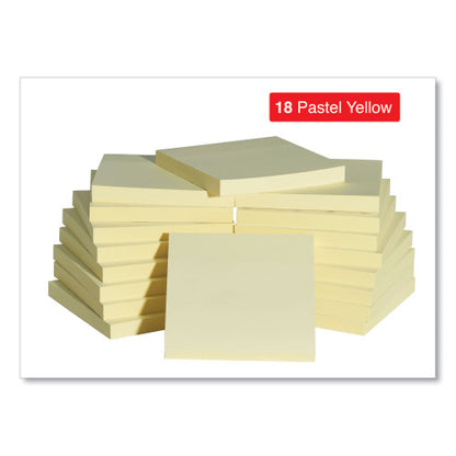 Universal Self-Stick Note Pad Value Pack, 3" x 3", Yellow, 100 Sheets/Pad, 18 Pads/Pack (UNV35688)