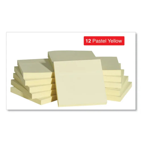 Universal Self-Stick Note Pads, 3" x 3", Yellow, 100 Sheets/Pad, 12 Pads/Pack (UNV35668)