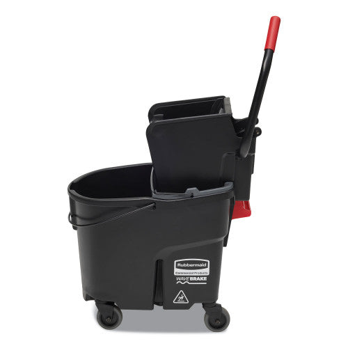 Rubbermaid Commercial WaveBrake 2.0 Bucket/Wringer Combos, Side-Press, 35 qt, Plastic, Black (FG1863896)