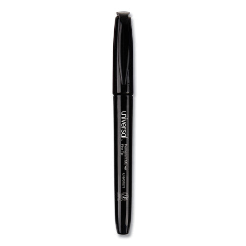 Universal Pen-Style Permanent Marker, Fine Bullet Tip, Black, Dozen (UNV07071)