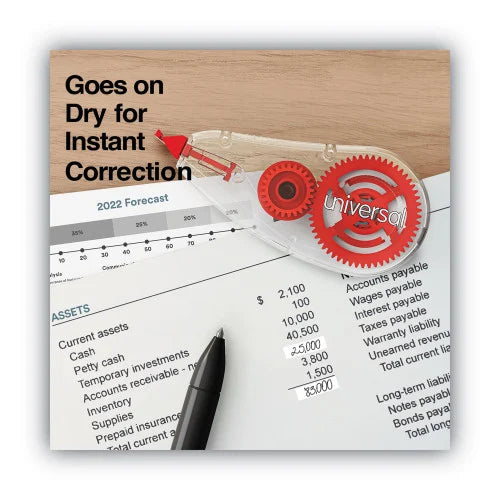 Universal Correction Tape Dispenser, Non-Refillable, White Applicator, 0.2" x 315", 6/Pack (UNV75606)
