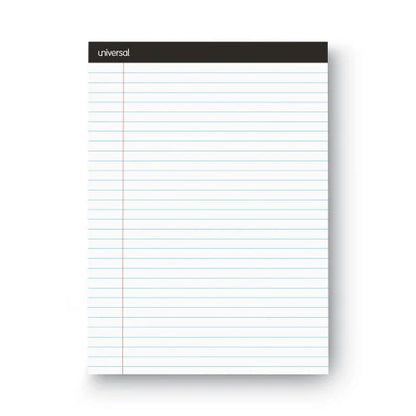 Universal Premium Ruled Writing Pads with Heavy-Duty Back, Wide/Legal Rule, Black Headband, 50 White 8.5 x 11 Sheets, 12/Pack (UNV30730)