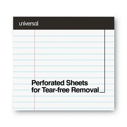 Universal Premium Ruled Writing Pads with Heavy-Duty Back, Wide/Legal Rule, Black Headband, 50 White 8.5 x 11 Sheets, 12/Pack (UNV30730)