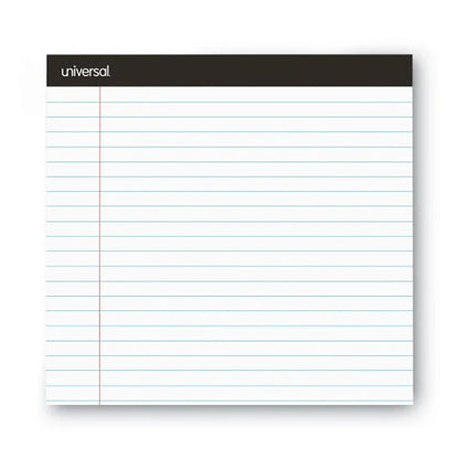 Universal Premium Ruled Writing Pads with Heavy-Duty Back, Wide/Legal Rule, Black Headband, 50 White 8.5 x 11 Sheets, 12/Pack (UNV30730)