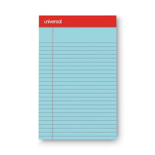 Universal Premium Ruled Writing Pads with Heavy-Duty Back, Wide/Legal Rule, Black Headband, 50 White 8.5 x 11 Sheets, 12/Pack (UNV30730)