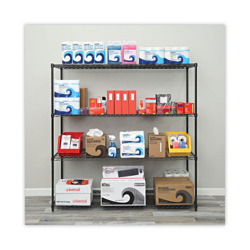 Alera BA Plus Wire Shelving Kit, Four-Shelf, 72w x 24d x 72h, Black Anthracite Plus (ALESW207224BA)