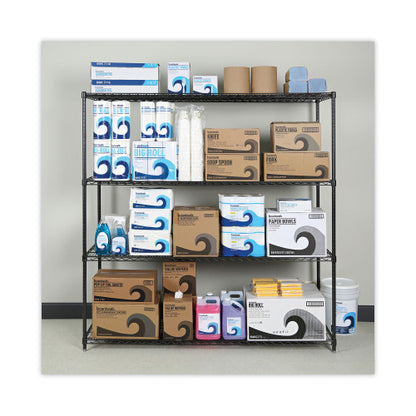 Alera BA Plus Wire Shelving Kit, Four-Shelf, 72w x 24d x 72h, Black Anthracite Plus (ALESW207224BA)