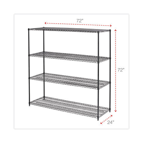 Alera BA Plus Wire Shelving Kit, Four-Shelf, 72w x 24d x 72h, Black Anthracite Plus (ALESW207224BA)