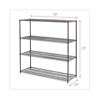 Alera BA Plus Wire Shelving Kit, Four-Shelf, 72w x 24d x 72h, Black Anthracite Plus (ALESW207224BA)