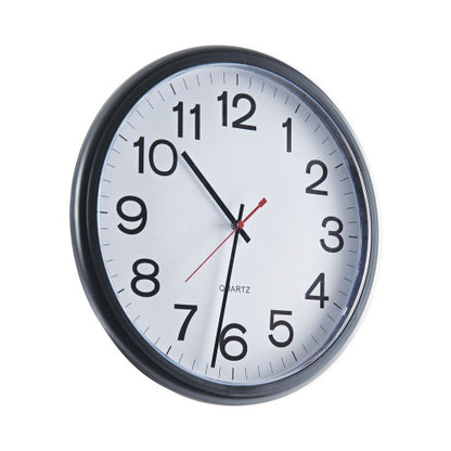 Universal Indoor/Outdoor Round Wall Clock, 13.5" Overall Diameter, Black Case, 1 AA (sold separately) (UNV11381)