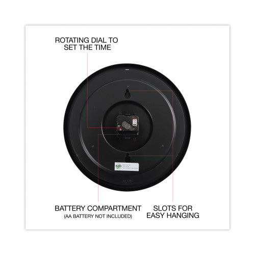 Universal Indoor/Outdoor Round Wall Clock, 13.5" Overall Diameter, Black Case, 1 AA (sold separately) (UNV11381)