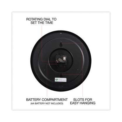 Universal Indoor/Outdoor Round Wall Clock, 13.5" Overall Diameter, Black Case, 1 AA (sold separately) (UNV11381)