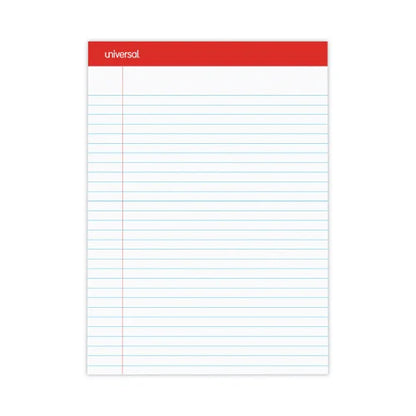 Universal Perforated Ruled Writing Pads, Wide/Legal Rule, Red Headband, 50 White 8.5 x 11.75 Sheets, Dozen (UNV20630)