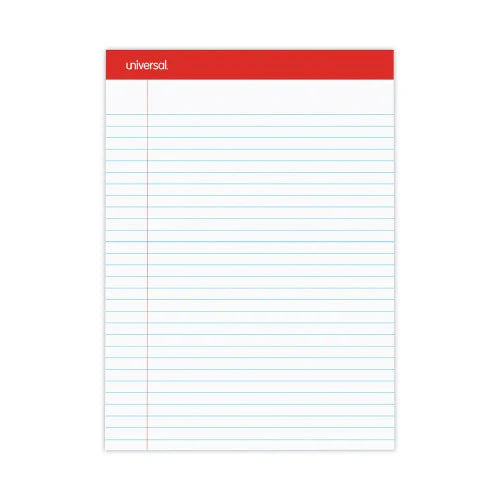 Universal Perforated Ruled Writing Pads, Wide/Legal Rule, Red Headband, 50 White 8.5 x 11.75 Sheets, Dozen (UNV20630)